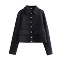 HXAO Elegant Women Coat Long Sleeves Buttons Pocket Lady Jacket 2024 Spring Autumn New Fashion Casual Office Women Clothing