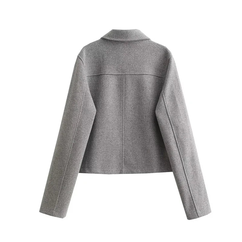 HXAO Elegant Women Coat Long Sleeves Buttons Pocket Lady Jacket 2024 Spring Autumn New Fashion Casual Office Women Clothing