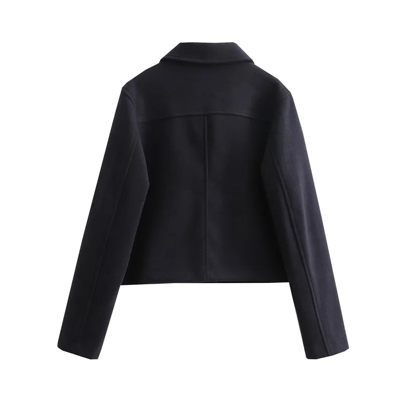 HXAO Elegant Women Coat Long Sleeves Buttons Pocket Lady Jacket 2024 Spring Autumn New Fashion Casual Office Women Clothing