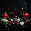 Don't F*ck With Me Protection Oil - dark and powerful witchy aesthetic with crystals and candles